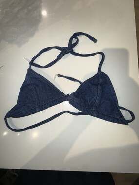 mpaz studio Denim Triangle Bikini Top Size M-L
